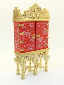 (image for) Miniature Grand Estate Cabinet in Gold and Red