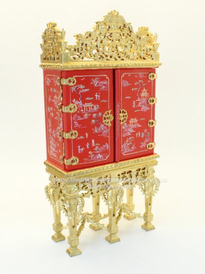 (image for) Miniature Grand Estate Cabinet in Gold and Red