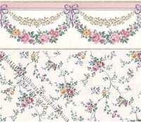 (image for) Dollhouse Scale Model Wallpaper Rose Swag Pink Flora