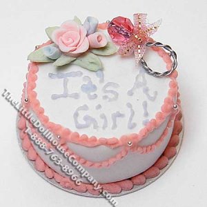 (image for) Dollhouse Scale Model "It's a Girl" Baby Cake