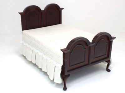 (image for) Miniature Mahogany Double Bed with Rounded Head and Footboards