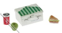 (image for) Miniature Lunch Box w/ Sandwich, Apple, & Cola for Dollhouses