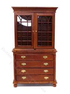 (image for) Miniature Walnut China Cabinet Hutch for Dollhouses