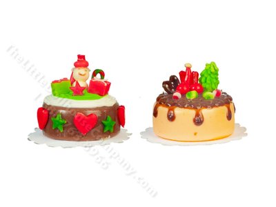 (image for) Miniature Pair of Christmas Cakes for Dollhouses