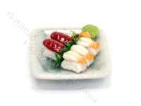 (image for) Miniature Ceramic Plate with Sushi for Dollhouses