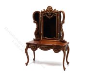 Miniature Hinged Mirror Dressing Table for Dollhouses - Walnut (image for) Miniature Hinged Mirror Dressing Table for Dollhouses - Walnut