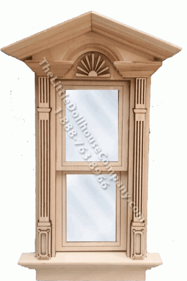 (image for) Miniature Victorian Federal Hood Working Window for Dollhouses