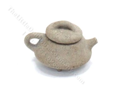 (image for) Miniature Handmade Light Grey Chinese Teapot for Dollhouses