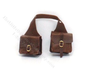 (image for) Handmade Miniature Saddle Bags for Dollhouses - Brown