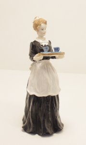 (image for) 1/12 Scale Victorian Maid with Tea Cups on Tray Resin Doll