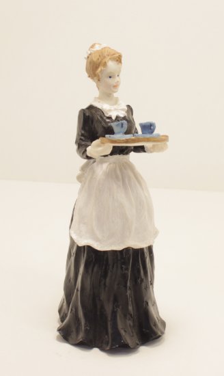 (image for) 1/12 Scale Victorian Maid with Tea Cups on Tray Resin Doll