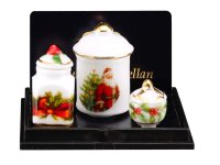(image for) Miniature Three Christmas Cookie Jars for Dollhouses