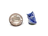 (image for) Miniature Blue Owl Statuette for Dollhouses
