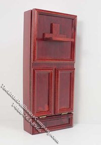 (image for) Miniature Mahogany Single Murphy Bed for Dollhouses