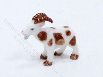 (image for) Miniature Spotted Ceramic Goat Figurine for Dollhouses
