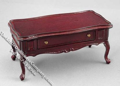 (image for) Miniature Mahogany Coffee Table with Drawer for Dollhouses