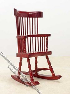 (image for) Miniature Mahogany Windsor Rocking Chair for Dollhouses
