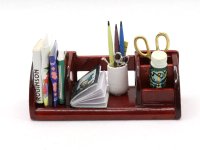 (image for) Miniature Mahogany Desk Caddy for Dollhouses