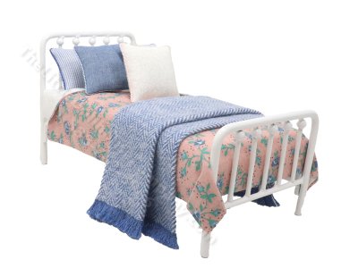 (image for) Miniature Coral/Cobalt Twin Bed for Dollhouses by Carol Moore