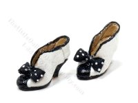 (image for) Miniature Black and White Leather Ladies Shoes by Judith Blondell for Dollhouses
