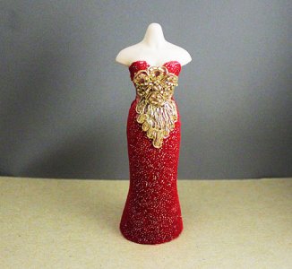 (image for) Dollhouse Scale Model Dress Makers Dummy and Red Dress