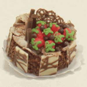 (image for) Cake with Strawberries, Blueberries, and Chocolate Decorations