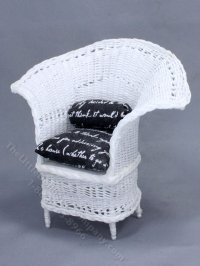 (image for) Miniature Black and White Wicker Chair for Dollhouses