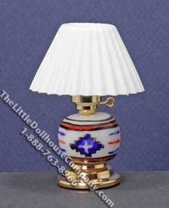 (image for) Dollhouse Scale Model 12v Plug In Painted Base Table Lamp