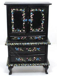 (image for) Black Floral Hutch