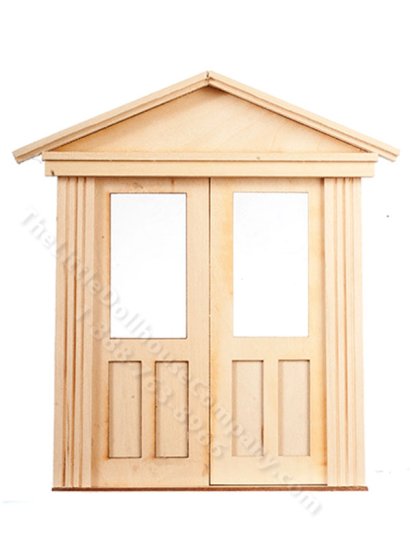 (image for) Dollhouse Unfinished Flat Panel Double Door with Glass