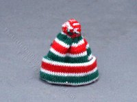 (image for) Miniature Red, Green and White Striped Toque for Dollhouses