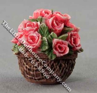(image for) Dollhouse Scale Model Porcelain Floral Basket