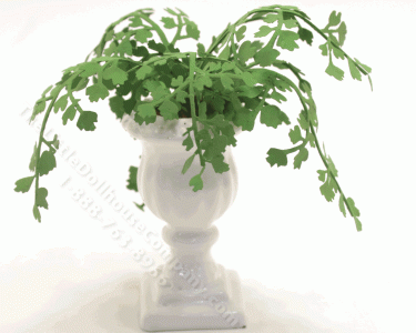 (image for) Miniature White Ceramic Urn With Scalloped Leaves