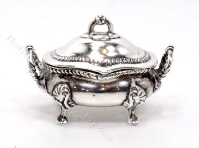 (image for) Miniature Sterling Silver Chafing Dish for Dollhouses