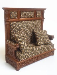 (image for) Miniature Jacobean Hall Settee with high panelled carriage back