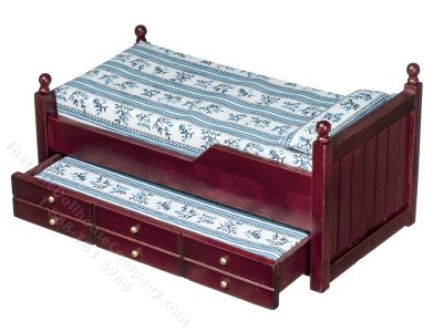 (image for) Miniature Mahogany Trundle Bed with for Dollhouses