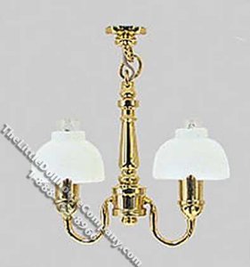 (image for) Miniature 1/2 Scale 12v Two Down Arm Chandelier for Dollhouses