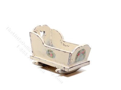 (image for) Miniature White Baby Cradle with Flower Decals
