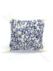 (image for) Dollhouse Miniature Blue and White Floral Pillow