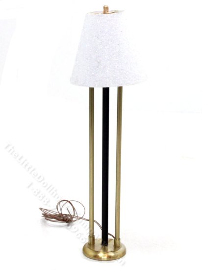 (image for) Miniature Brass and Black Floor Lamp with Glitter Shade