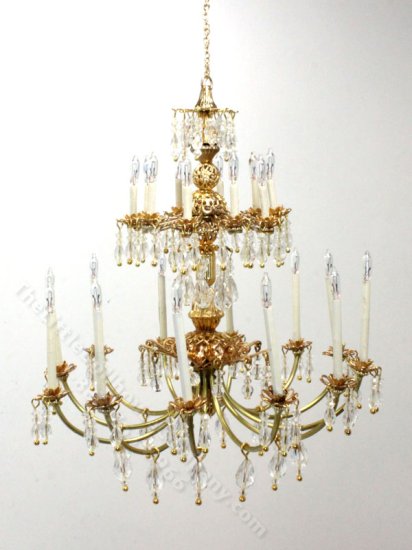 (image for) Dollhouse Miniature Venetian White Crystal Chandelier