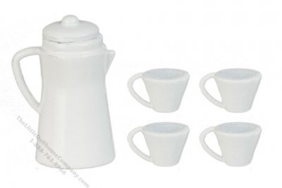 (image for) Miniature White Coffee Set For Dollhouses