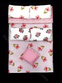 (image for) Miniature Pink Orchid Bedding for Dollhouses