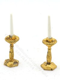 (image for) Miniature Antique Gold Candlesticks