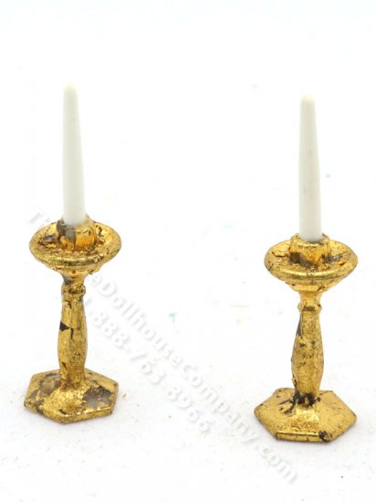 (image for) Miniature Antique Gold Candlesticks