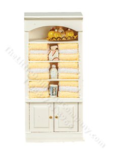 (image for) Miniature Bathroom Shelf Unit with Yellow Towels for Dollhouses