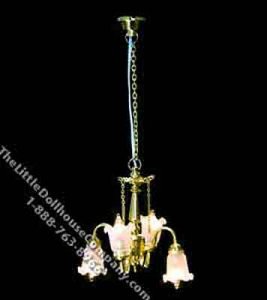 (image for) Dollhouse Scale Model 12V Plug In Four Arm Chandelier