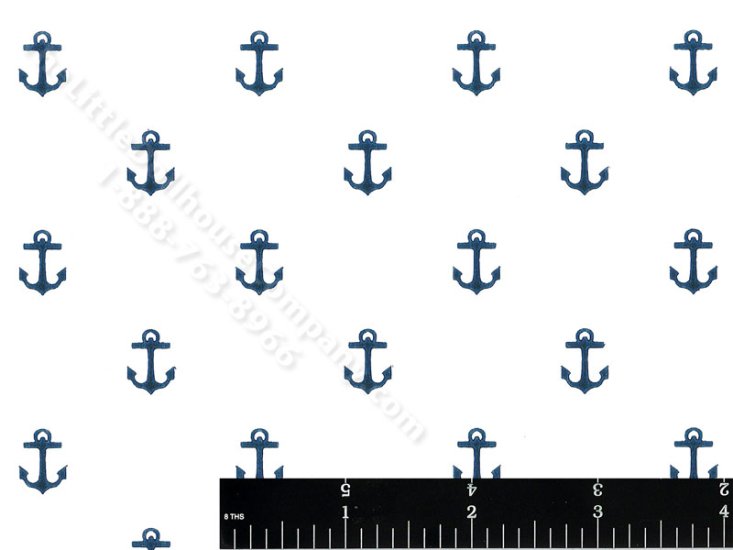 (image for) Navy Blue Anchors Miniature Wallpaper for Dollhouses