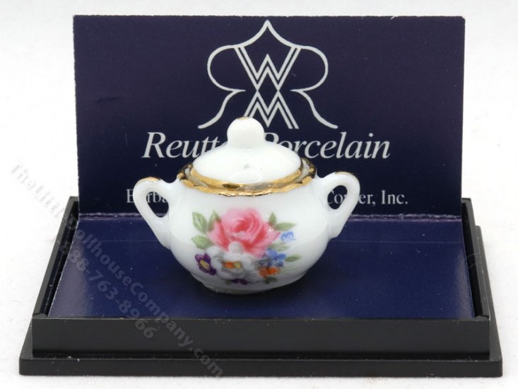 (image for) Miniature Dresdner Rose Pattern Porcelain Sugar Bowl