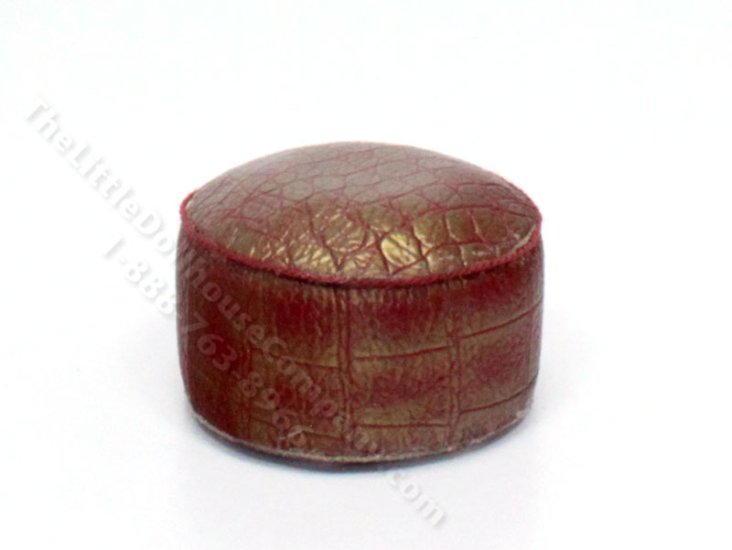 (image for) Miniature Red Leather Foot Stool for Dollhouses